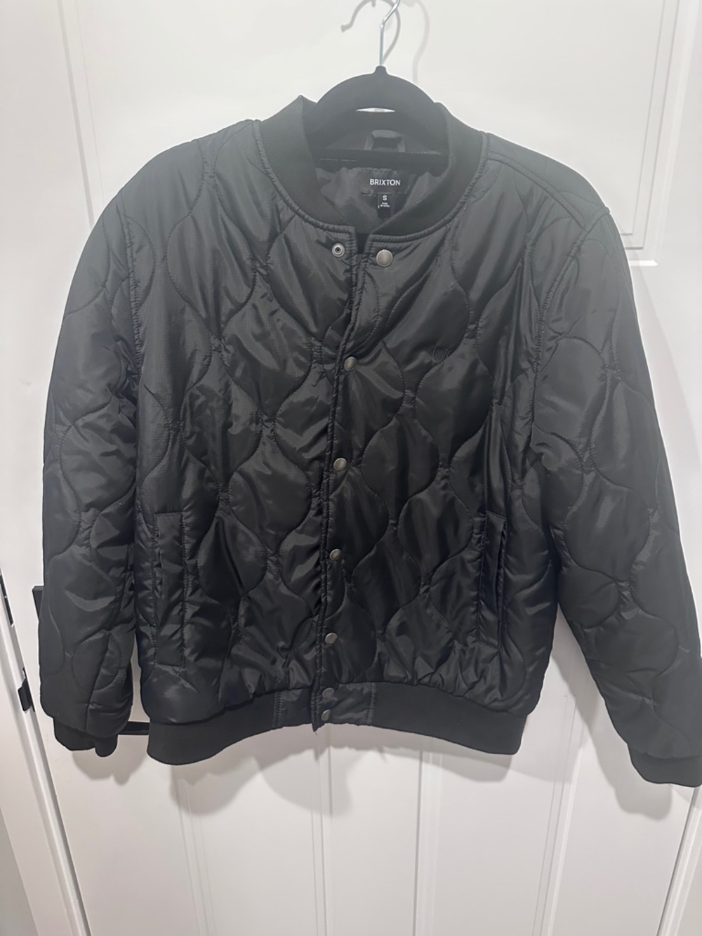 Brixton Black Quilted Snap Bomber Jacket